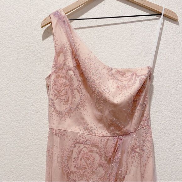 Marchesa Notte Tulle One Shoulder Flocked Glitter Gown US0 - Picture 9 of 12